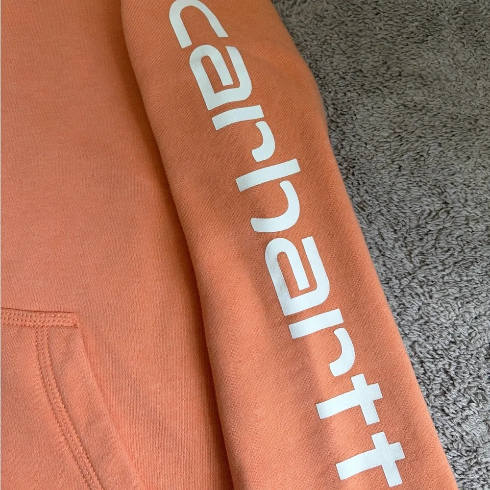 Carhartt Women’s  Orange Hooded Sweatshirt - Pullover Hoodie - Picture 3 of 5